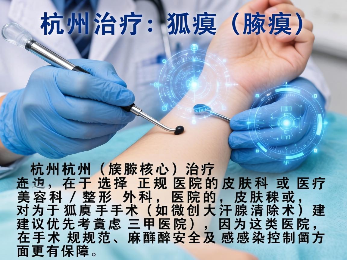 在杭州，治疗狐臭（腋臭）的核心在于选择正规医院的皮肤科或医疗美容科/整形外科。对于狐臭手术（如微创大汗腺清除术）建议优先考虑三甲医院，因为这类医院在手术规范、麻醉安全及感染控制方面更有保障