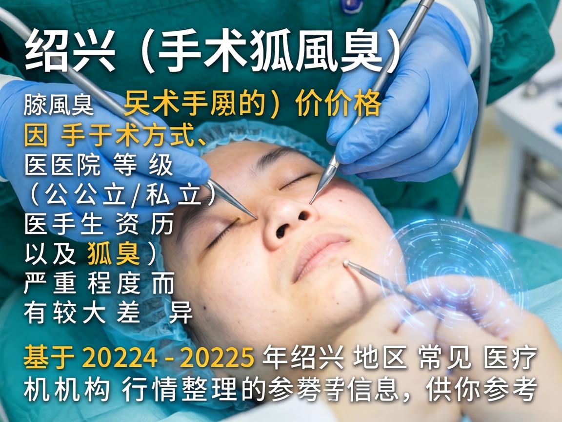 在绍兴,腋臭(狐臭)手术的价格因手术方式、医院等级(公立/私立)医生资历以及狐臭的严重程度而有较大差异。以下是基于2024-2025年绍兴地区常见医疗机构行情整理的参考信息,供你参考 在绍兴,腋臭(狐臭)手术的价格因手术方式、医院等级(公立/私立)医生资历以及狐臭的严重程度而有较大差异。以下是基于2024-2025年绍兴地区常见医疗机构行情整理的参考信息,供你参考
