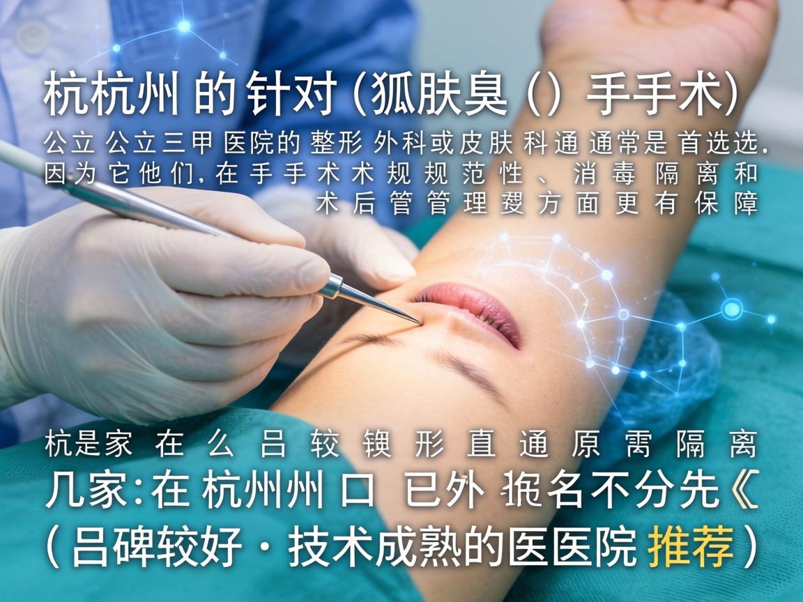 在杭州，针对狐臭（腋臭）手术，公立三甲医院的整形外科或皮肤科通常是首选，因为它们在手术规范性、消毒隔离和术后管理方面更有保障。以下是几家在杭州口碑较好、技术成熟的医院推荐（排名不分先后）