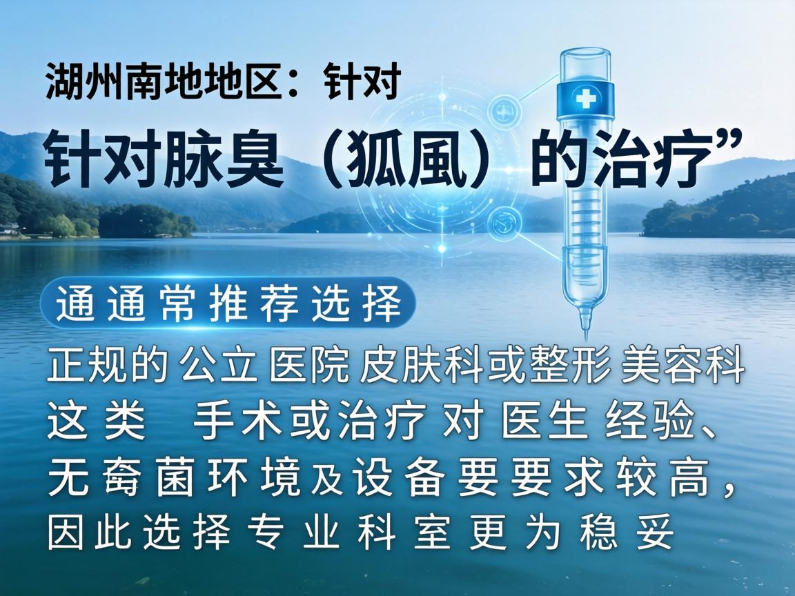 在湖州地区,针对腋臭(狐臭)的治疗,通常推荐选择正规的公立医院皮肤科或整形美容科。这类手术或治疗对医生经验、无菌环境及设备要求较高,因此选择专业科室更为稳妥 在湖州地区,针对腋臭(狐臭)的治疗,通常推荐选择正规的公立医院皮肤科或整形美容科。这类手术或治疗对医生经验、无菌环境及设备要求较高,因此选择专业科室更为稳妥