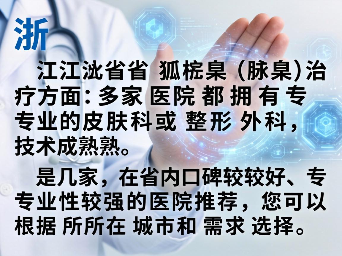 浙江省在狐臭（腋臭）治疗方面，多家医院都拥有专业的皮肤科或整形外科，技术成熟。以下是几家在省内口碑较好、专业性较强的医院推荐，您可以根据所在城市和需求选择