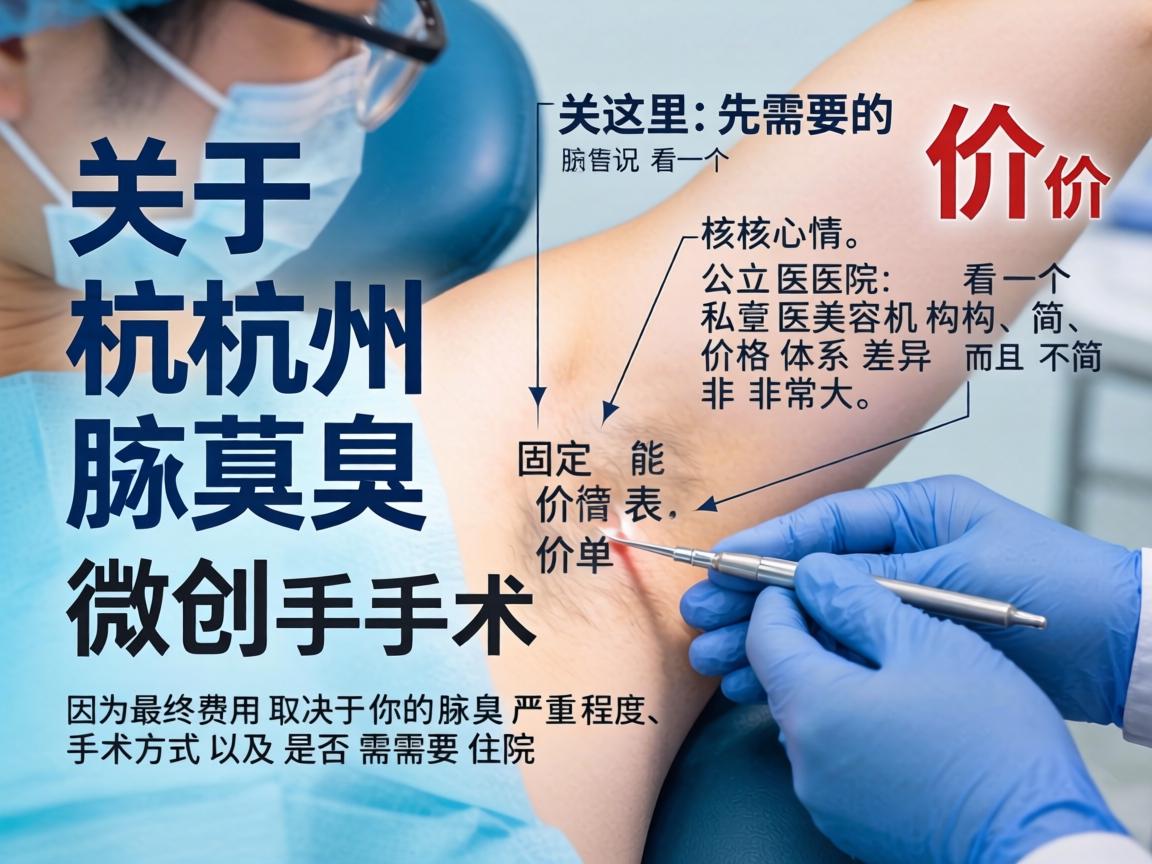 关于杭州腋臭微创手术的价格,这里需要先说明一个核心情况,公立医院和私立医美机构的价格体系差异非常大,而且不能简单看一个固定价格表,因为最终费用取决于你的腋臭严重程度、手术方式以及是否需要住院 关于杭州腋臭微创手术的价格,这里需要先说明一个核心情况,公立医院和私立医美机构的价格体系差异非常大,而且不能简单看一个固定价格表,因为最终费用取决于你的腋臭严重程度、手术方式以及是否需要住院