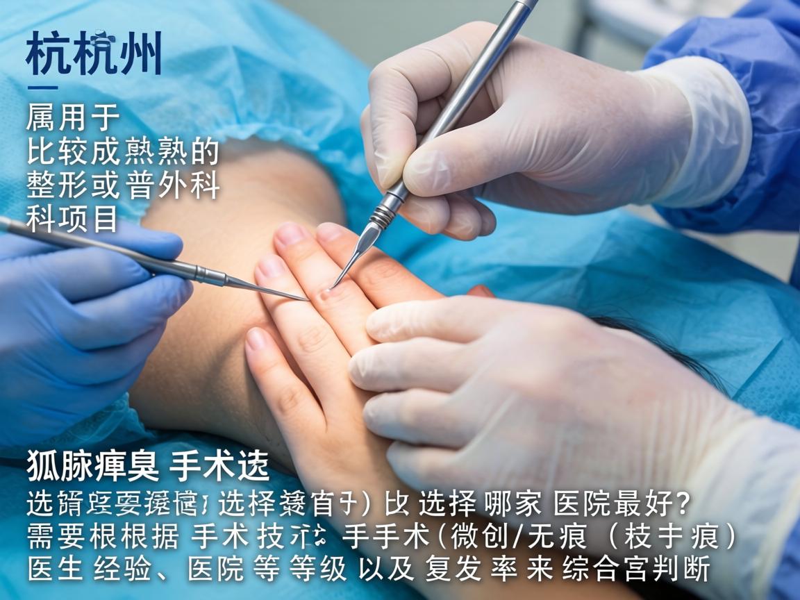 在杭州,腋臭手术(狐臭手术)属于比较成熟的整形或普外科项目。选择哪家医院最好,需要根据手术技术(微创/无痕)医生经验、医院等级以及复发率来综合判断 在杭州,腋臭手术(狐臭手术)属于比较成熟的整形或普外科项目。选择哪家医院最好,需要根据手术技术(微创/无痕)医生经验、医院等级以及复发率来综合判断