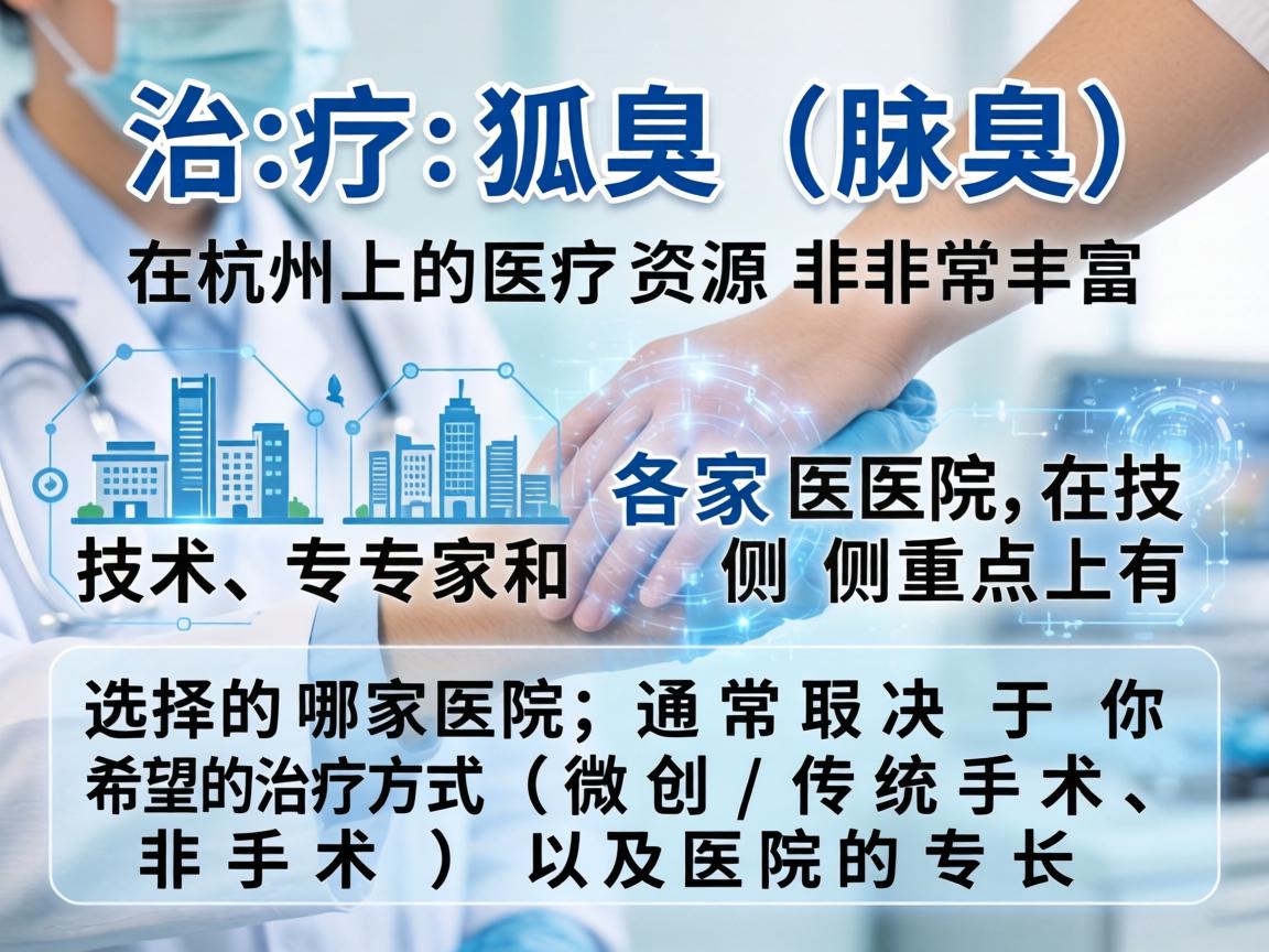 治疗狐臭（腋臭）在杭州的医疗资源非常丰富，各家医院在技术、专家和侧重点上有所不同。选择哪家医院，通常取决于你希望的治疗方式（微创、传统手术、非手术）以及医院的专长