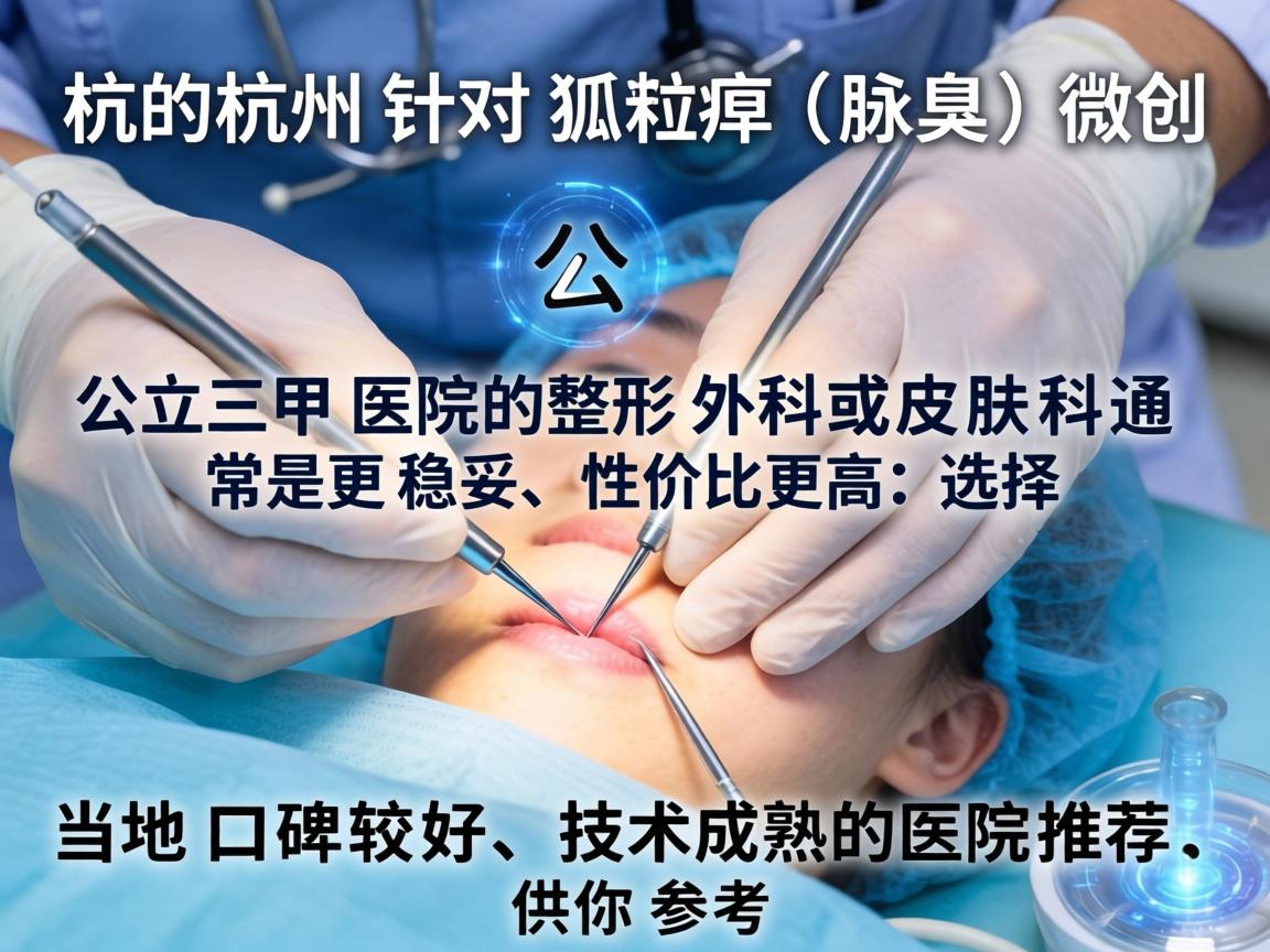 在杭州，针对狐臭（腋臭）的微创手术，公立三甲医院的整形外科或皮肤科通常是更稳妥、性价比更高的选择。以下是当地口碑较好、技术成熟的医院推荐，供你参考