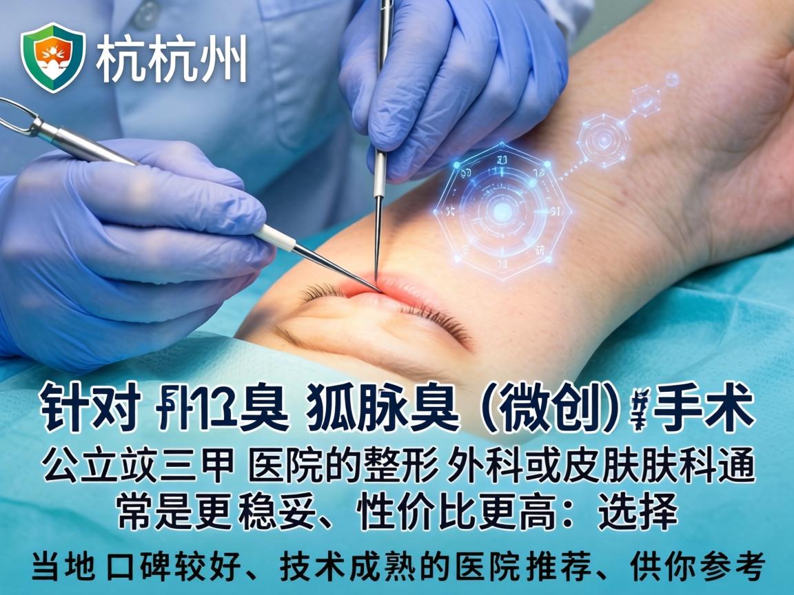 在杭州，针对狐臭（腋臭）的微创手术，公立三甲医院的整形外科或皮肤科通常是更稳妥、性价比更高的选择。以下是当地口碑较好、技术成熟的医院推荐，供你参考