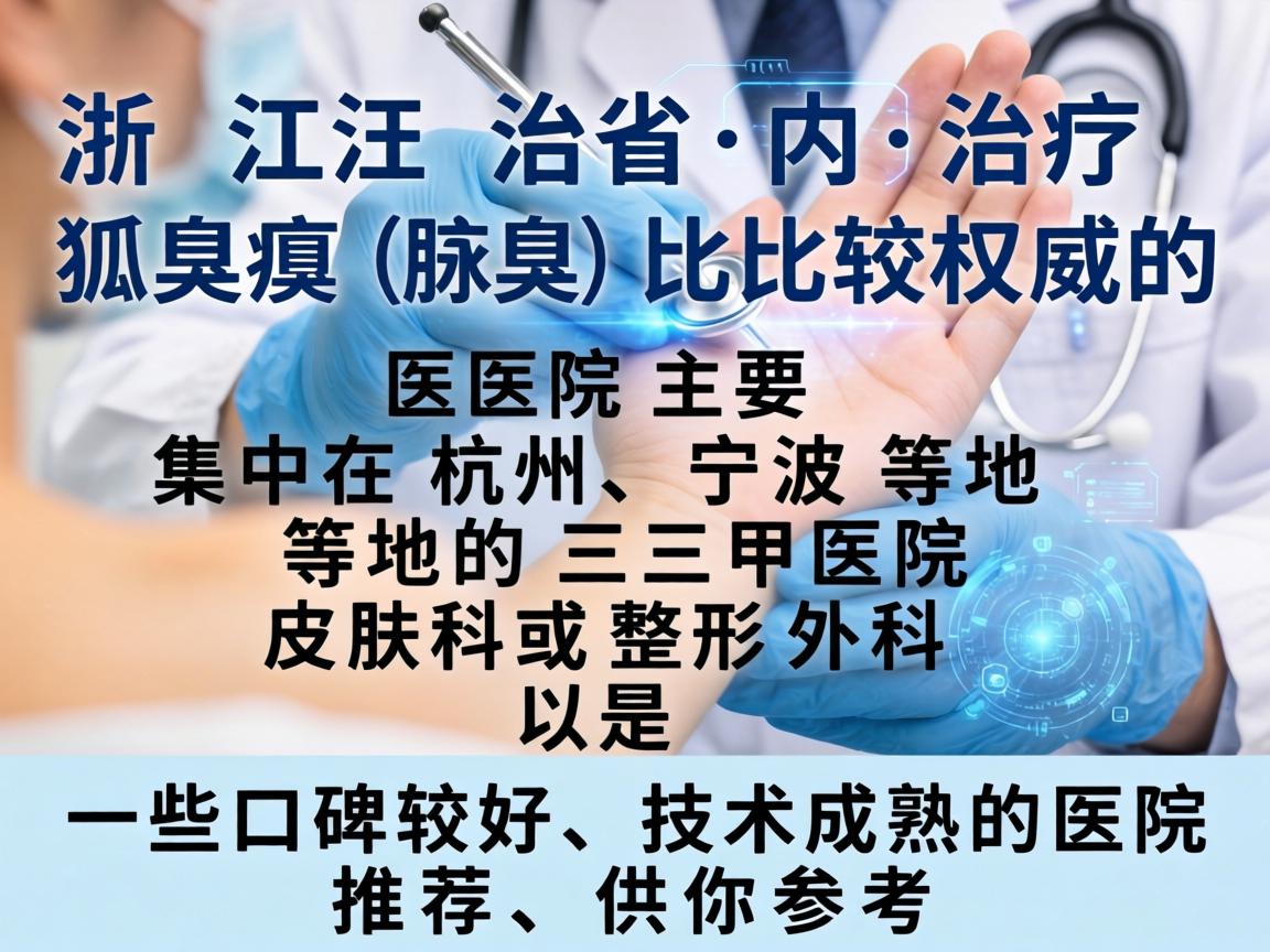 浙江省内治疗狐臭（腋臭）比较权威的医院主要集中在杭州、宁波等地的三甲医院皮肤科或整形外科。以下是一些口碑较好、技术成熟的医院推荐，供你参考