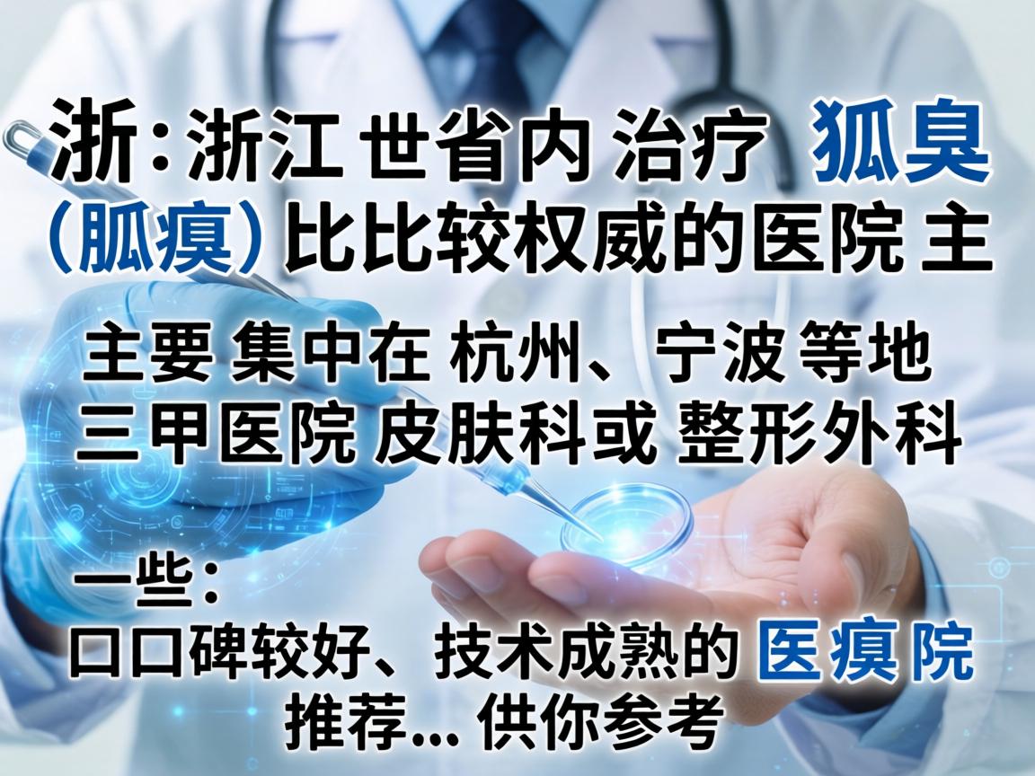 浙江省内治疗狐臭（腋臭）比较权威的医院主要集中在杭州、宁波等地的三甲医院皮肤科或整形外科。以下是一些口碑较好、技术成熟的医院推荐，供你参考