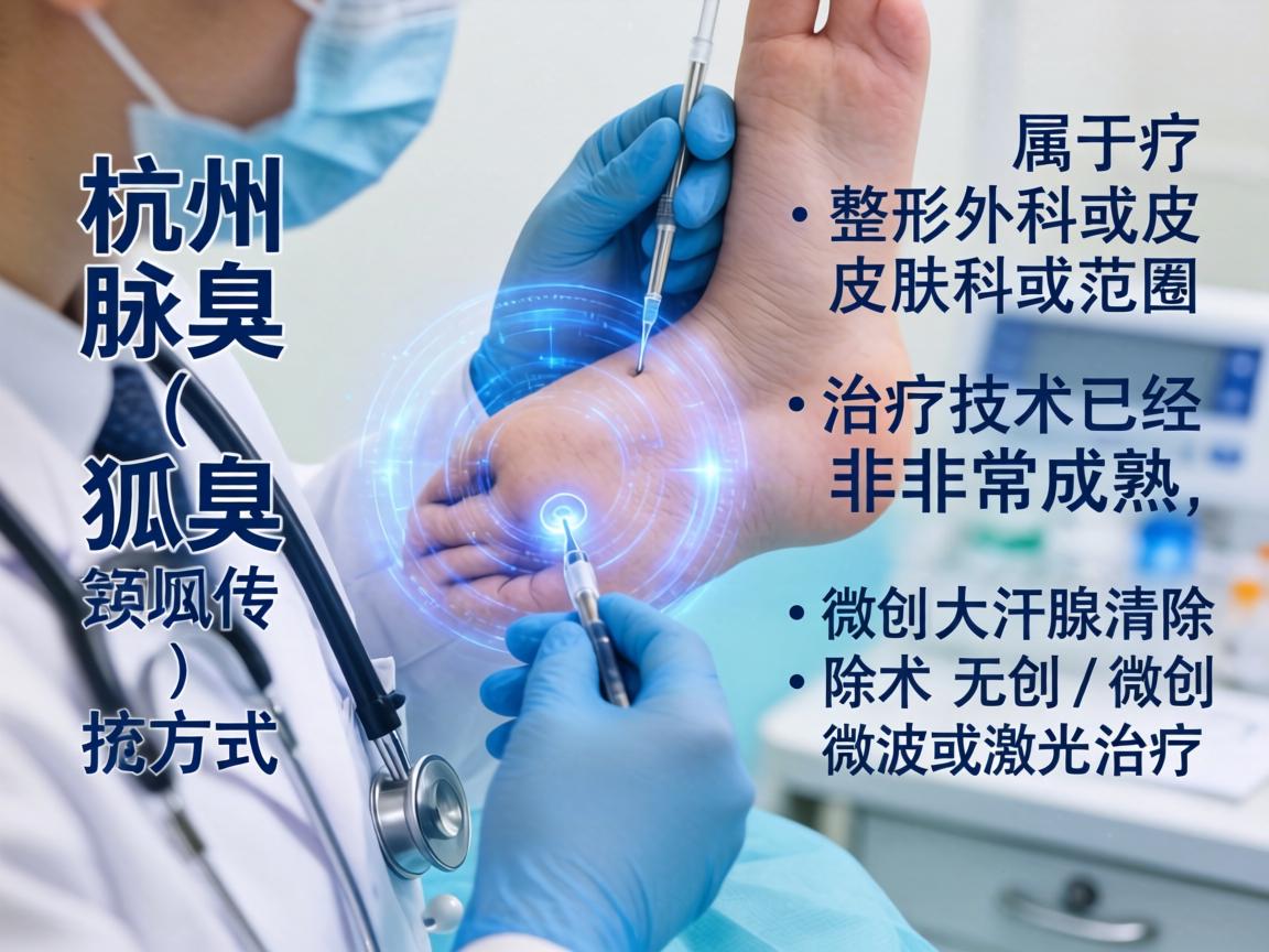 在杭州，腋臭（狐臭）治疗属于整形外科或皮肤科的范畴。治疗技术已经非常成熟，主流方式包括微创大汗腺清除术和无创/微创的微波或激光治疗