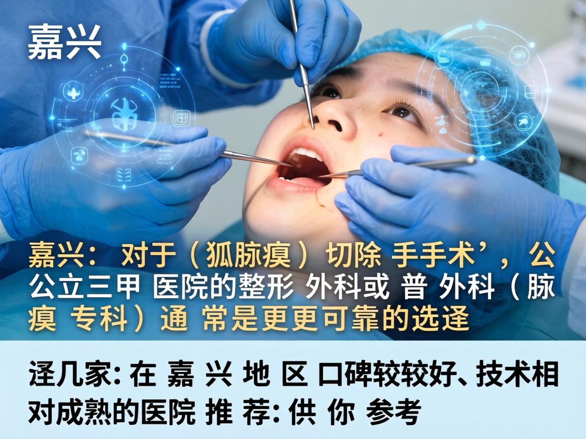 在嘉兴,对于狐臭(腋臭)切除手术,公立三甲医院的整形外科或普外科(腋臭专科)通常是更可靠的选择。以下是几家在嘉兴地区口碑较好、技术相对成熟的医院推荐,供你参考 在嘉兴,对于狐臭(腋臭)切除手术,公立三甲医院的整形外科或普外科(腋臭专科)通常是更可靠的选择。以下是几家在嘉兴地区口碑较好、技术相对成熟的医院推荐,供你参考