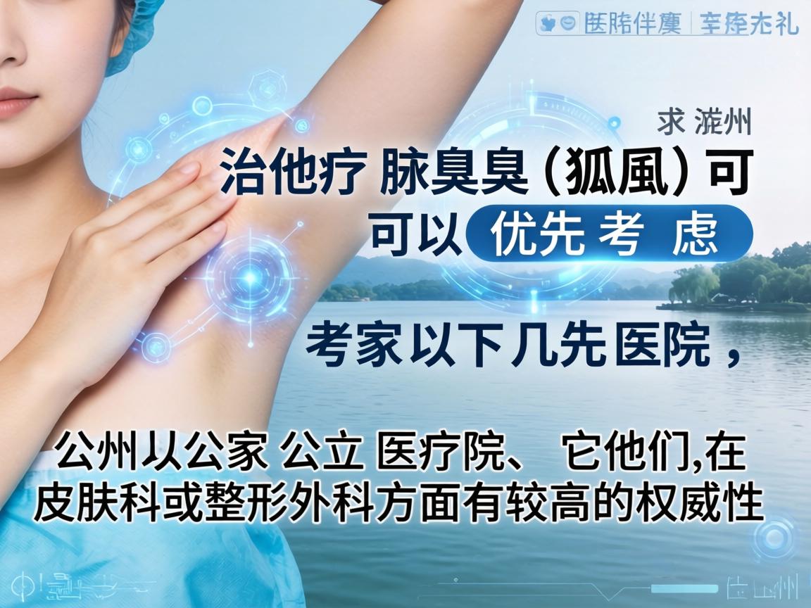 在湖州,治疗腋臭(狐臭)可以优先考虑以下几家公立医院,它们在皮肤科或整形外科方面有较高的权威性 在湖州,治疗腋臭(狐臭)可以优先考虑以下几家公立医院,它们在皮肤科或整形外科方面有较高的权威性