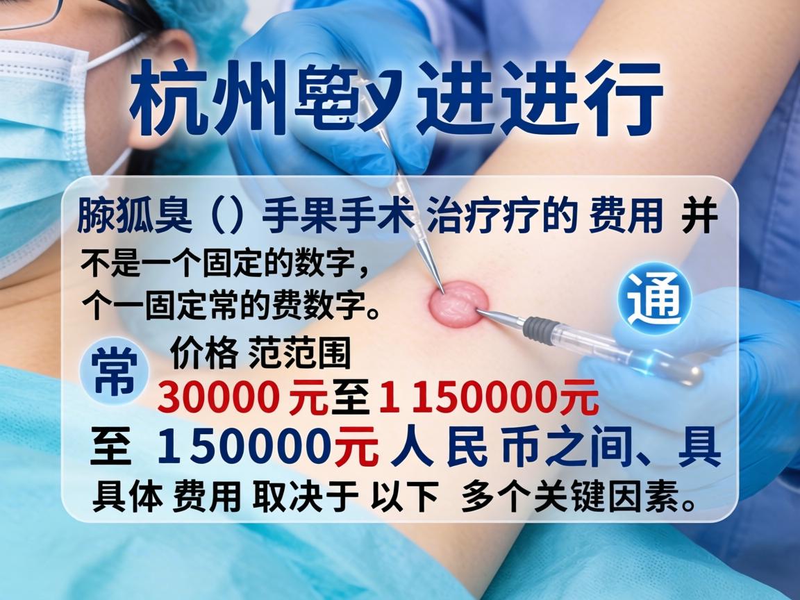 在杭州进行狐臭(腋臭)手术治疗的费用并不是一个固定的数字,通常价格范围在3000元至15000元人民币之间,具体费用取决于以下多个关键因素 在杭州进行狐臭(腋臭)手术治疗的费用并不是一个固定的数字,通常价格范围在3000元至15000元人民币之间,具体费用取决于以下多个关键因素