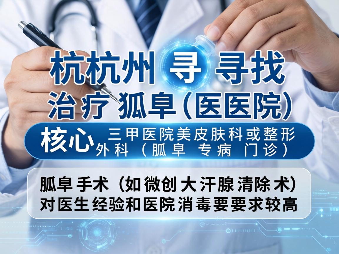 在杭州寻找治疗腋臭（狐臭）的医院，核心关注点应集中在三甲医院的皮肤科或整形美容外科（腋臭专病门诊）腋臭手术（如微创大汗腺清除术）对医生经验和医院消毒要求较高