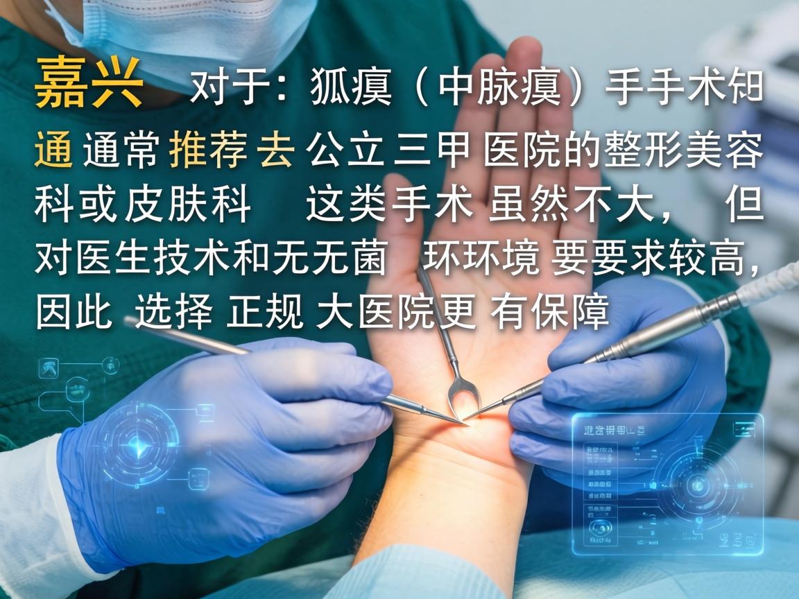 在嘉兴，对于狐臭（腋臭）手术，通常推荐去公立三甲医院的整形美容科或皮肤科。这类手术虽然不大，但对医生技术和无菌环境要求较高，因此选择正规大医院更有保障