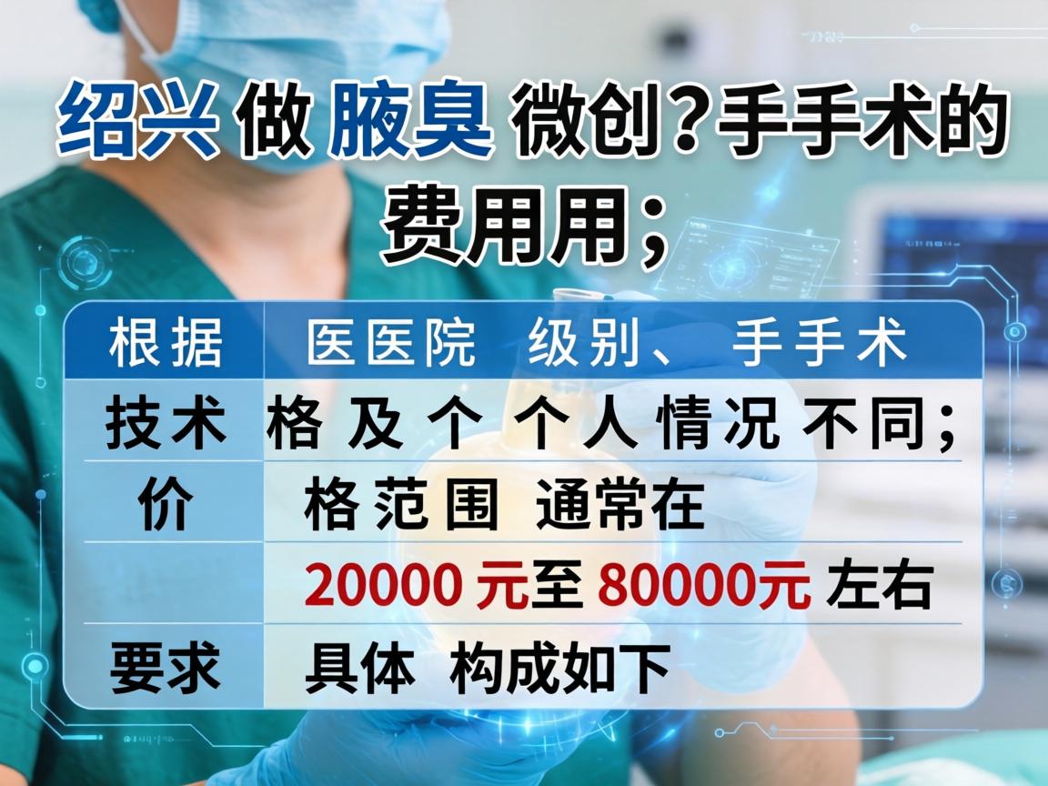 在绍兴做腋臭微创手术的费用，根据医院级别、手术技术及个人情况不同，价格范围通常在 2000元至8000元 左右。具体构成如下