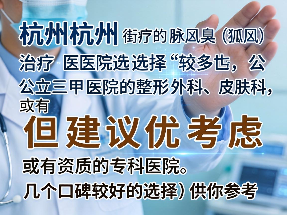 在杭州，治疗腋臭（狐臭）的医院选择较多，但建议优先考虑公立三甲医院的整形外科、皮肤科，或有资质的专科医院。以下是几个口碑较好的选择，供你参考