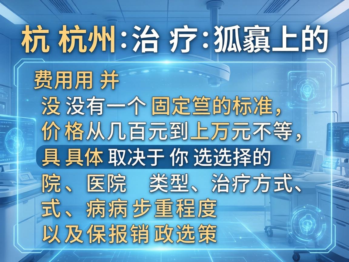 在杭州治疗狐臭的费用并没有一个固定的标准,价格从几百元到上万元不等,具体取决于你选择的医院类型、治疗方式、病情严重程度以及医保报销政策 在杭州治疗狐臭的费用并没有一个固定的标准,价格从几百元到上万元不等,具体取决于你选择的医院类型、治疗方式、病情严重程度以及医保报销政策