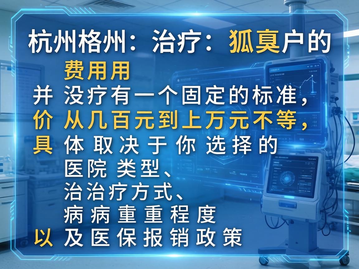 在杭州治疗狐臭的费用并没有一个固定的标准,价格从几百元到上万元不等,具体取决于你选择的医院类型、治疗方式、病情严重程度以及医保报销政策 在杭州治疗狐臭的费用并没有一个固定的标准,价格从几百元到上万元不等,具体取决于你选择的医院类型、治疗方式、病情严重程度以及医保报销政策