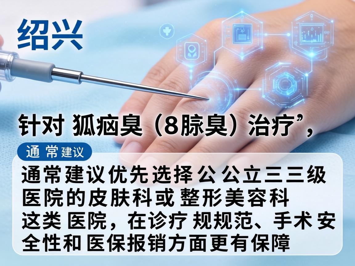 在绍兴,针对狐臭(腋臭)的治疗,通常建议优先选择公立三级医院的皮肤科或整形美容科。这类医院在诊疗规范、手术安全性和医保报销方面更有保障 在绍兴,针对狐臭(腋臭)的治疗,通常建议优先选择公立三级医院的皮肤科或整形美容科。这类医院在诊疗规范、手术安全性和医保报销方面更有保障