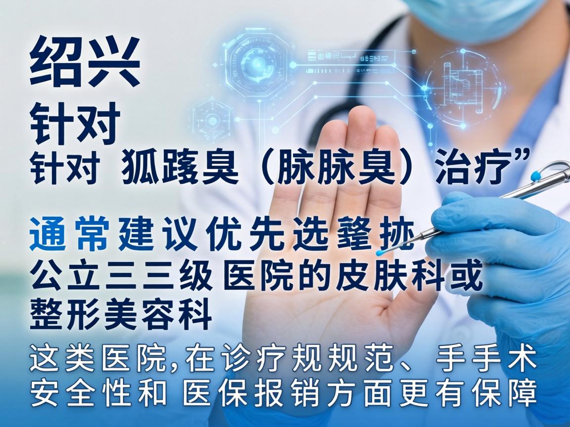 在绍兴,针对狐臭(腋臭)的治疗,通常建议优先选择公立三级医院的皮肤科或整形美容科。这类医院在诊疗规范、手术安全性和医保报销方面更有保障 在绍兴,针对狐臭(腋臭)的治疗,通常建议优先选择公立三级医院的皮肤科或整形美容科。这类医院在诊疗规范、手术安全性和医保报销方面更有保障