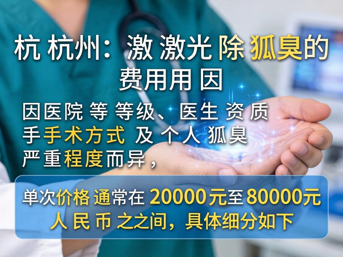 杭州激光除狐臭的费用因医院等级、医生资质、手术方式及个人狐臭严重程度而异，单次价格通常在2000元至8000元人民币之间，具体细分如下
