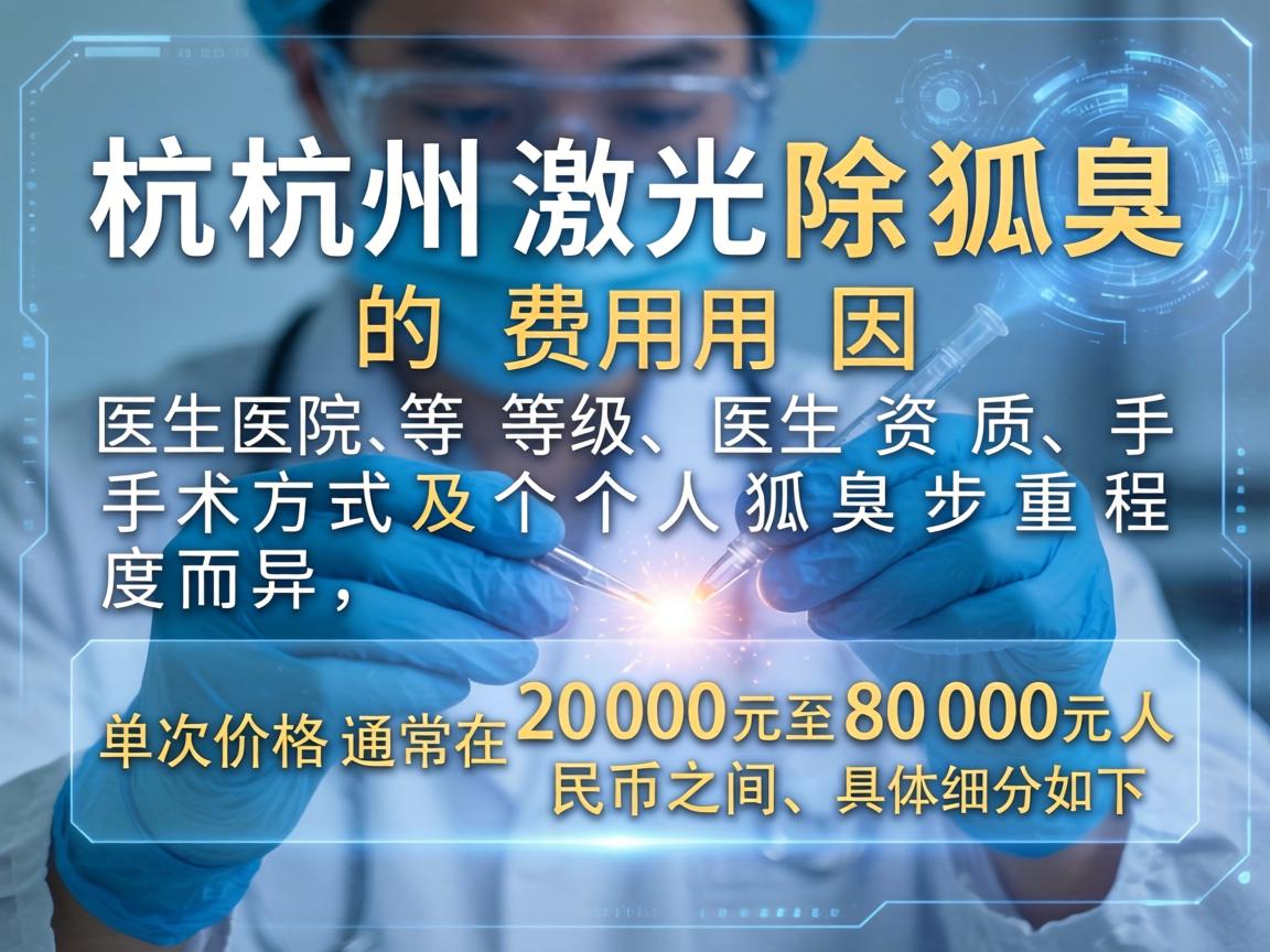 杭州激光除狐臭的费用因医院等级、医生资质、手术方式及个人狐臭严重程度而异，单次价格通常在2000元至8000元人民币之间，具体细分如下
