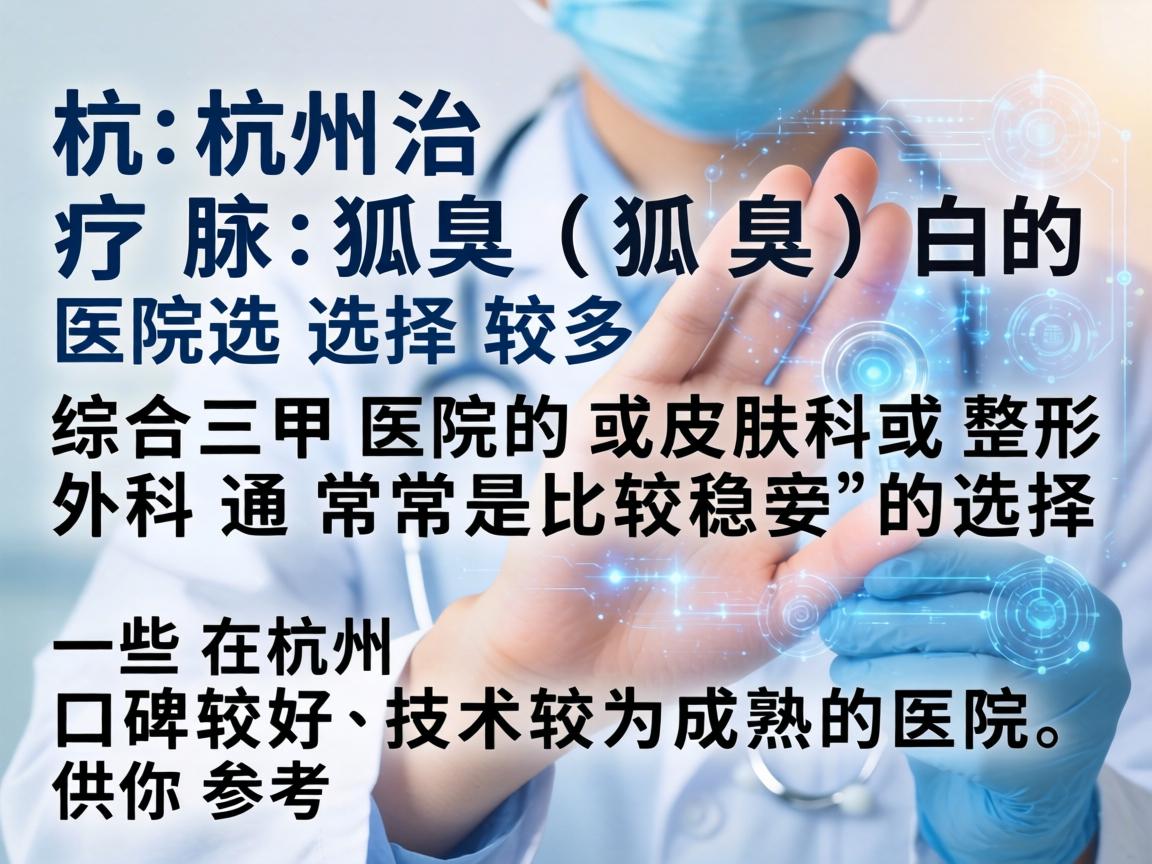 杭州治疗狐臭（腋臭）的医院选择较多，综合三甲医院的皮肤科或整形外科通常是比较稳妥的选择。以下是一些在杭州口碑较好、技术较为成熟的医院，供你参考