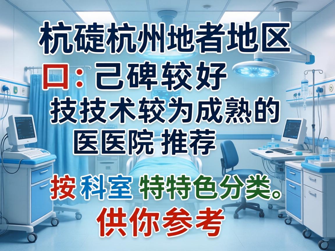 以下是在杭州地区口碑较好、技术较为成熟的医院推荐，按科室特色分类，供你参考