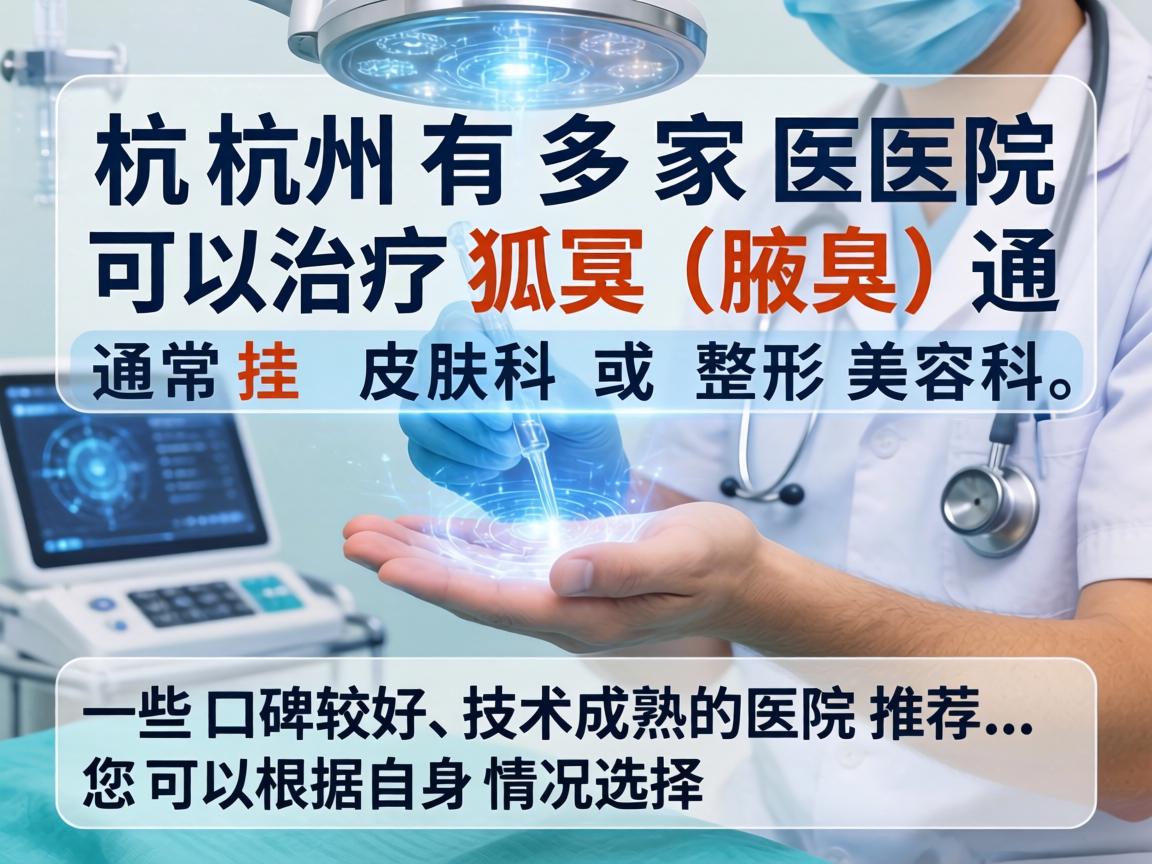 杭州有多家医院可以治疗狐臭（腋臭）通常挂 皮肤科 或 整形美容科。以下是一些口碑较好、技术成熟的医院推荐，您可以根据自身情况选择