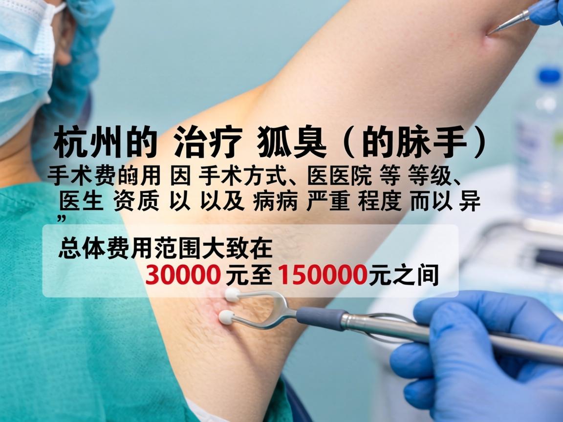 在杭州,治疗狐臭(腋臭)的手术费用因手术方式、医院等级、医生资质以及病情严重程度而异。总体费用范围大致在 3000元至15000元 之间 在杭州,治疗狐臭(腋臭)的手术费用因手术方式、医院等级、医生资质以及病情严重程度而异。总体费用范围大致在 3000元至15000元 之间
