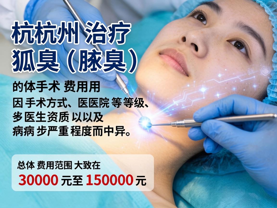 在杭州,治疗狐臭(腋臭)的手术费用因手术方式、医院等级、医生资质以及病情严重程度而异。总体费用范围大致在 3000元至15000元 之间 在杭州,治疗狐臭(腋臭)的手术费用因手术方式、医院等级、医生资质以及病情严重程度而异。总体费用范围大致在 3000元至15000元 之间
