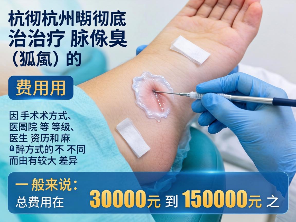 在杭州，彻底治疗腋臭（狐臭）的费用因手术方式、医院等级、医生资历和麻醉方式的不同而有较大差异。一般来说，总费用在 3000元到15000元 之间