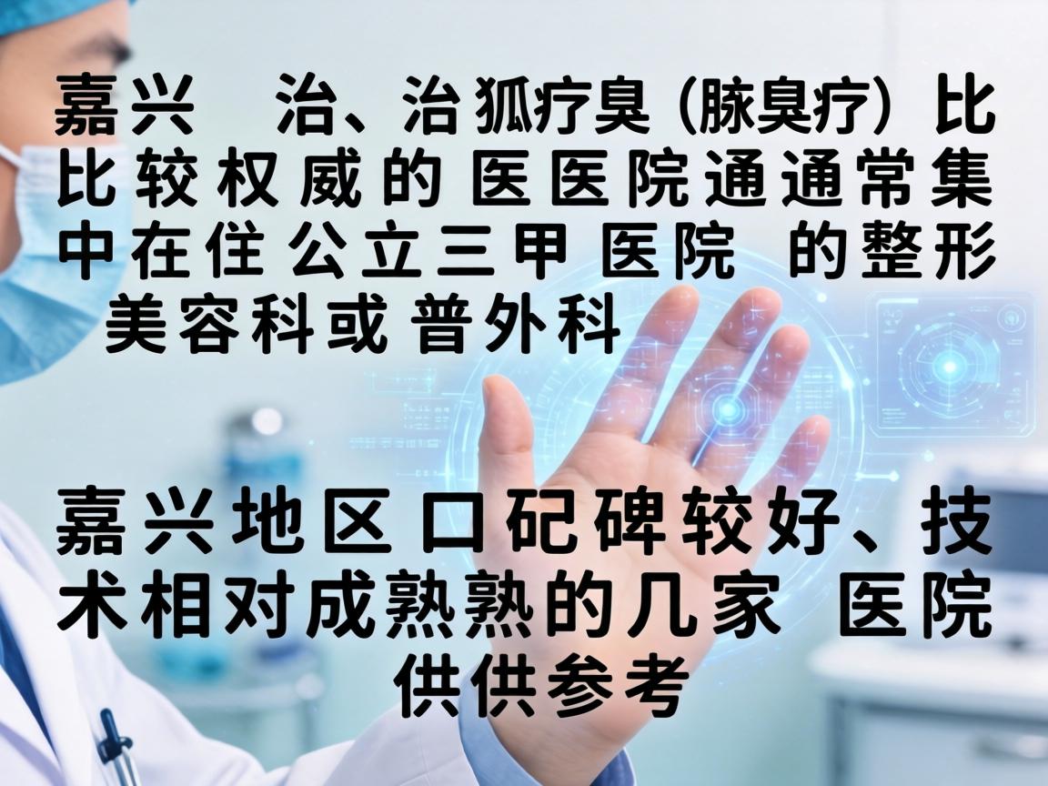 在嘉兴,治疗狐臭(腋臭)比较权威的医院通常集中在公立三甲医院的整形美容科或普外科。以下是嘉兴地区口碑较好、技术相对成熟的几家医院供参考 在嘉兴,治疗狐臭(腋臭)比较权威的医院通常集中在公立三甲医院的整形美容科或普外科。以下是嘉兴地区口碑较好、技术相对成熟的几家医院供参考