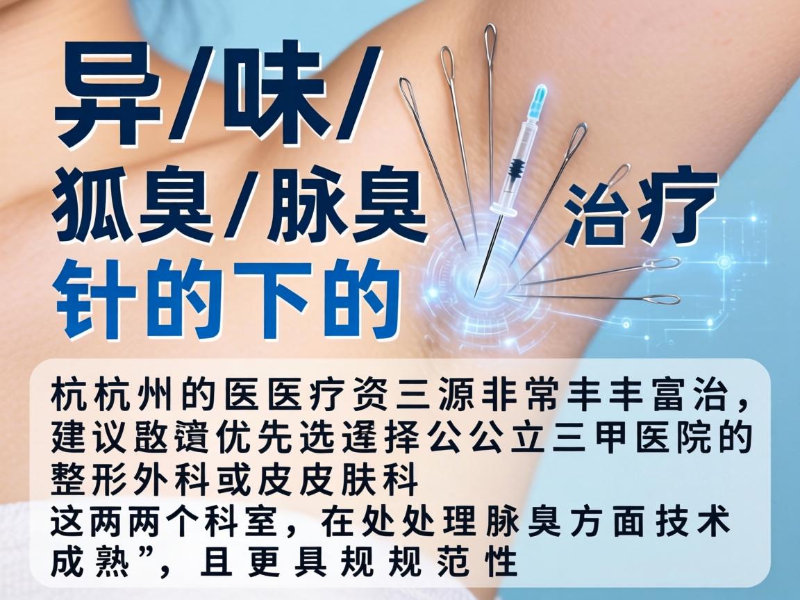 针对腋下异味（狐臭/腋臭）的治疗，杭州的医疗资源非常丰富，建议优先选择公立三甲医院的整形外科或皮肤科。这两个科室在处理腋臭方面技术成熟，且更具规范性
