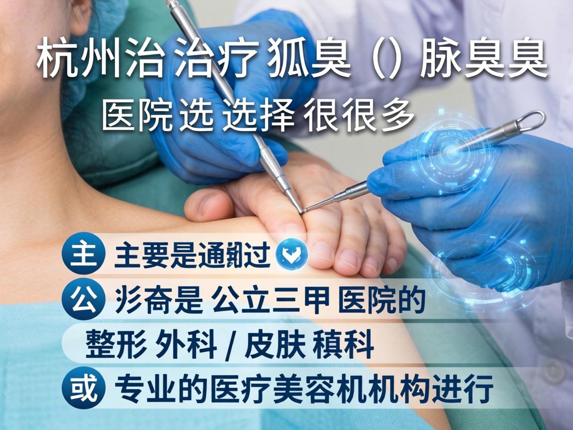 在杭州,治疗狐臭(腋臭)的医院选择很多,主要是通过公立三甲医院的整形外科/皮肤科或专业的医疗美容机构进行 在杭州,治疗狐臭(腋臭)的医院选择很多,主要是通过公立三甲医院的整形外科/皮肤科或专业的医疗美容机构进行