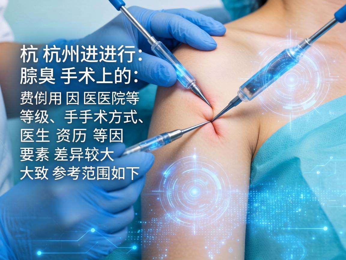 在杭州进行腋臭手术的费用因医院等级、手术方式、医生资历等因素差异较大,大致参考范围如下 在杭州进行腋臭手术的费用因医院等级、手术方式、医生资历等因素差异较大,大致参考范围如下