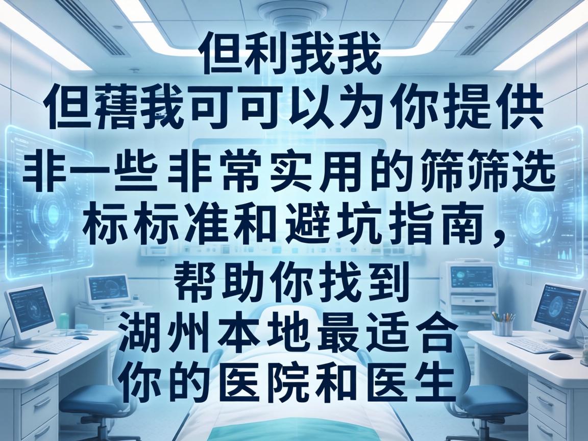 但我可以为你提供一些非常实用的筛选标准和避坑指南,帮助你找到湖州本地最适合你的医院和医生 但我可以为你提供一些非常实用的筛选标准和避坑指南,帮助你找到湖州本地最适合你的医院和医生