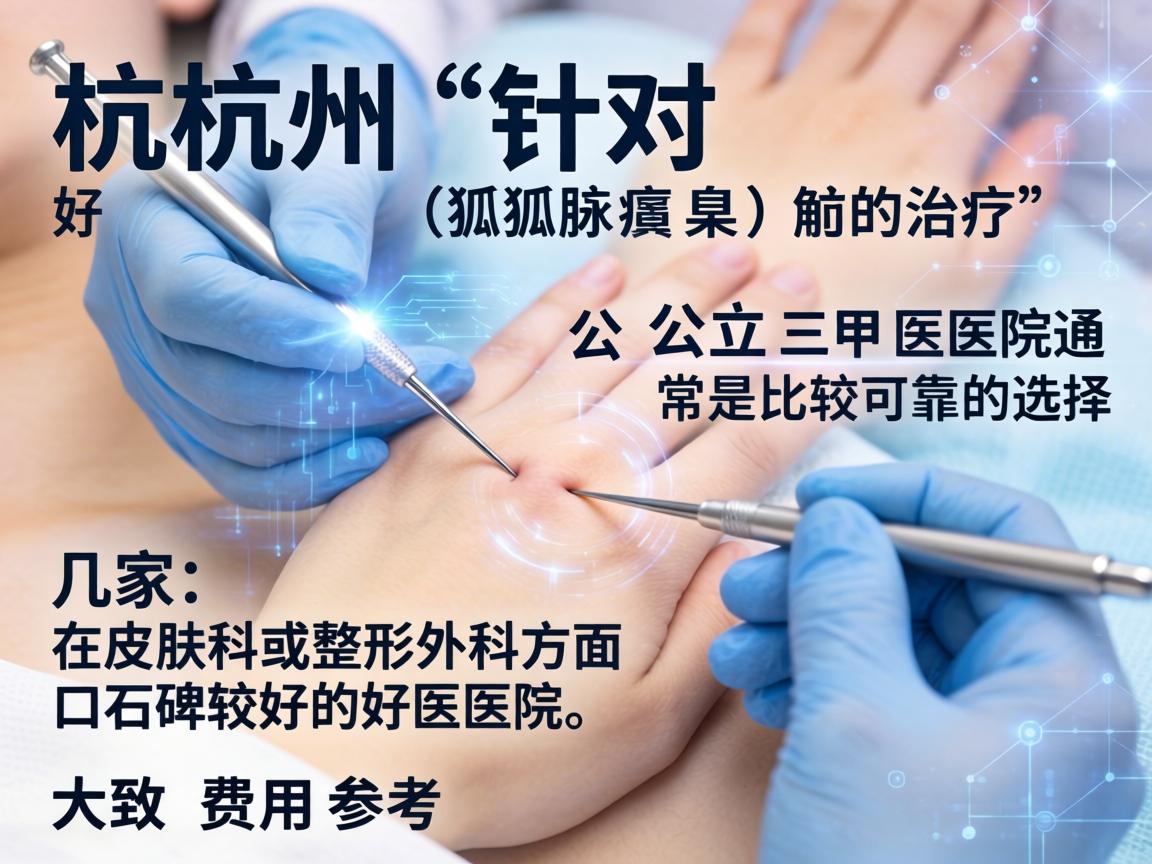 在杭州,针对狐臭(腋臭)的治疗,公立三甲医院通常是比较可靠的选择。以下是几家在皮肤科或整形外科方面口碑较好的医院,以及大致的费用参考 在杭州,针对狐臭(腋臭)的治疗,公立三甲医院通常是比较可靠的选择。以下是几家在皮肤科或整形外科方面口碑较好的医院,以及大致的费用参考