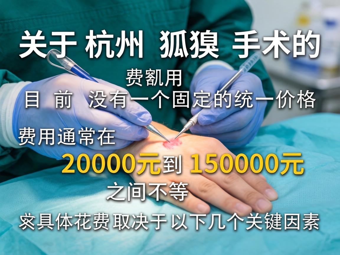 关于杭州狐臭手术的费用,目前没有一个固定的统一价格,费用通常在 2000元到15000元 之间不等。具体花费取决于以下几个关键因素 关于杭州狐臭手术的费用,目前没有一个固定的统一价格,费用通常在 2000元到15000元 之间不等。具体花费取决于以下几个关键因素