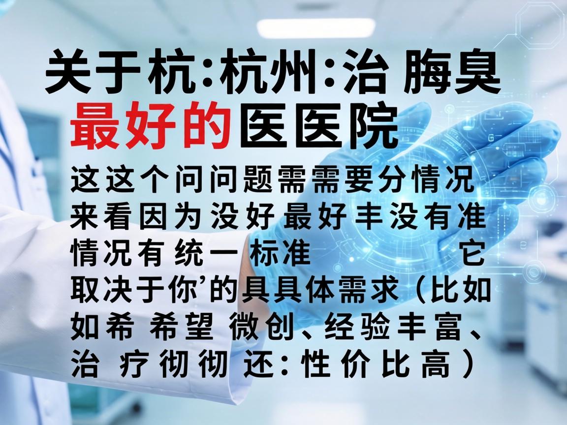 关于杭州治腋臭最好的医院，这个问题需要分情况来看，因为最好并没有统一标准，它取决于你的具体需求（比如希望微创、经验丰富、治疗彻底还是性价比高）