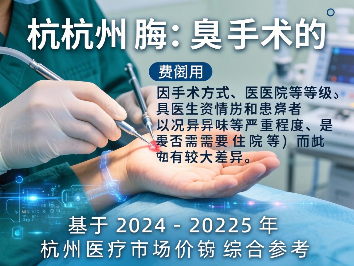 在杭州,腋臭手术的费用因手术方式、医院等级、医生资历和患者具体情况(如异味严重程度、是否需要住院等)而有较大差异。以下是基于2024-2025年杭州医疗市场价格的综合参考 在杭州,腋臭手术的费用因手术方式、医院等级、医生资历和患者具体情况(如异味严重程度、是否需要住院等)而有较大差异。以下是基于2024-2025年杭州医疗市场价格的综合参考