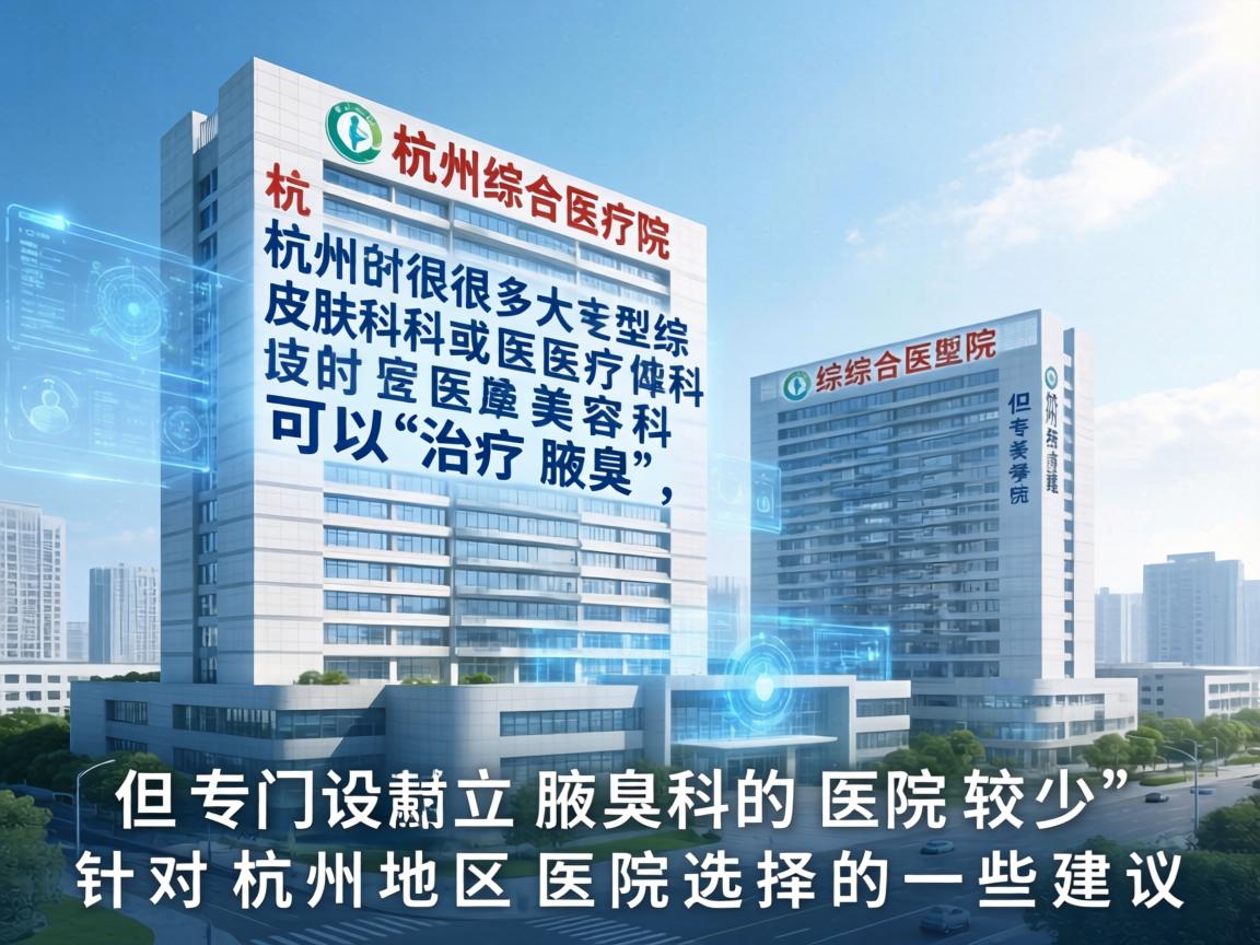 杭州很多大型综合医院皮肤科或医疗美容科可以治疗腋臭，但专门设立腋臭科的医院较少。以下是针对杭州地区医院选择的一些建议