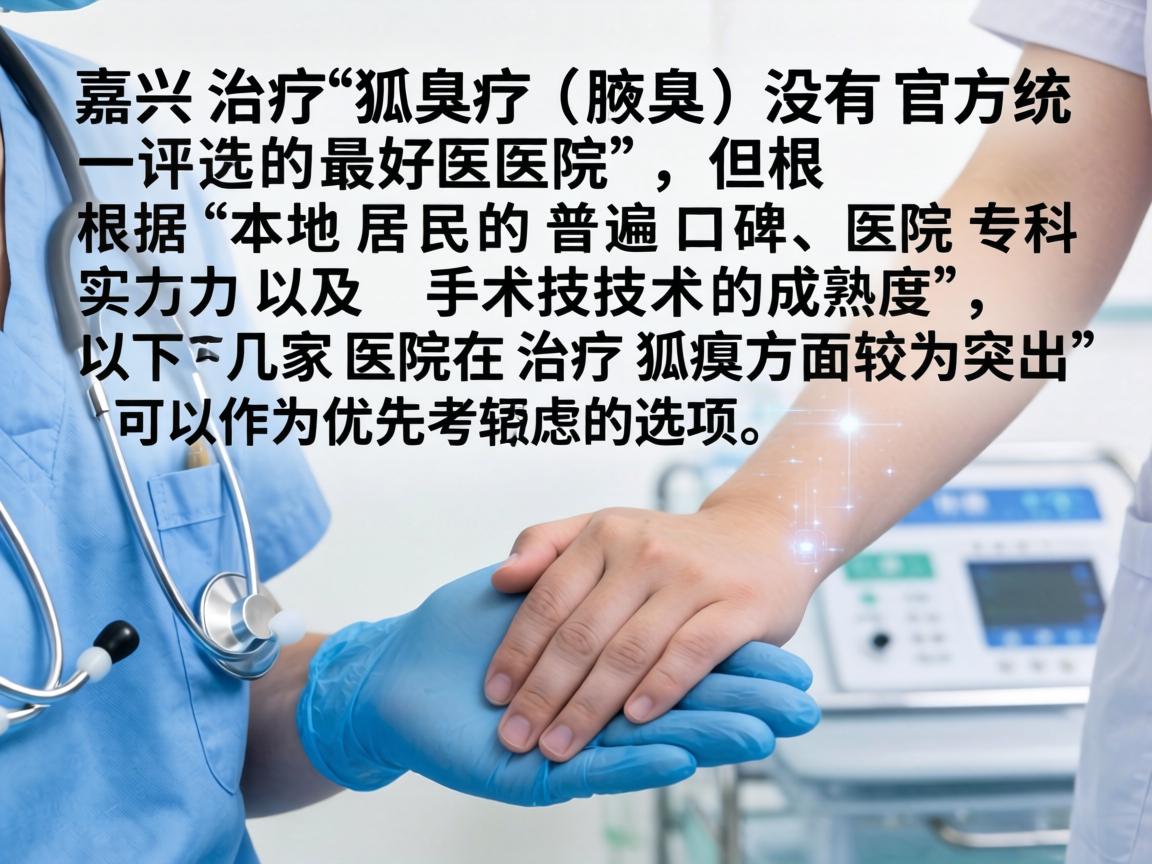 在嘉兴治疗狐臭(腋臭)没有官方统一评选的最好医院,但根据本地居民的普遍口碑、医院专科实力以及手术技术的成熟度,以下几家医院在治疗狐臭方面较为突出,可以作为优先考虑的选项 在嘉兴治疗狐臭(腋臭)没有官方统一评选的最好医院,但根据本地居民的普遍口碑、医院专科实力以及手术技术的成熟度,以下几家医院在治疗狐臭方面较为突出,可以作为优先考虑的选项