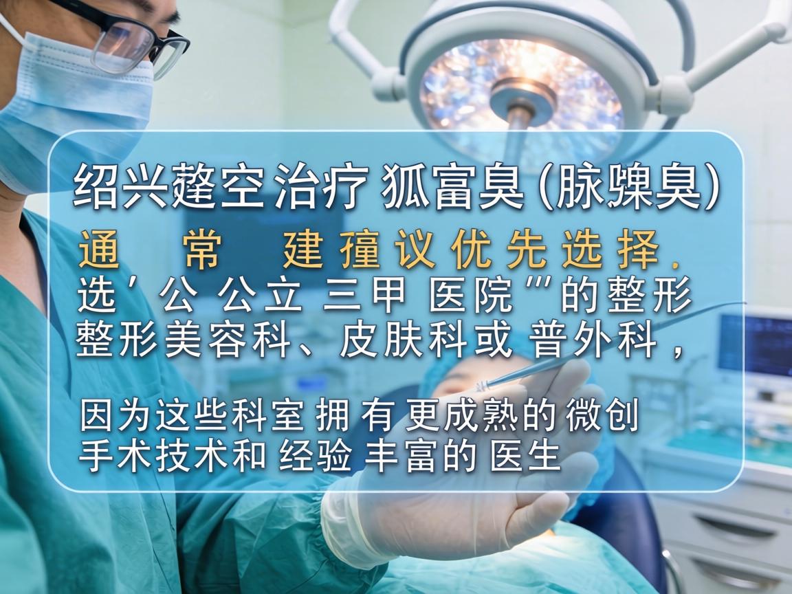 在绍兴，治疗狐臭（腋臭）通常建议优先选择公立三甲医院的整形美容科、皮肤科或普外科，因为这些科室拥有更成熟的微创手术技术和经验丰富的医生