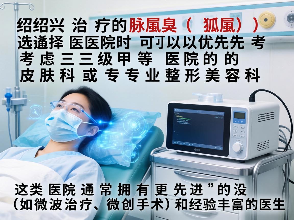 在绍兴治疗腋臭（狐臭）选择医院时可以优先考虑三级甲等医院的皮肤科或专业整形美容科。这类医院通常拥有更先进的设备（如微波治疗、微创手术）和经验丰富的医生