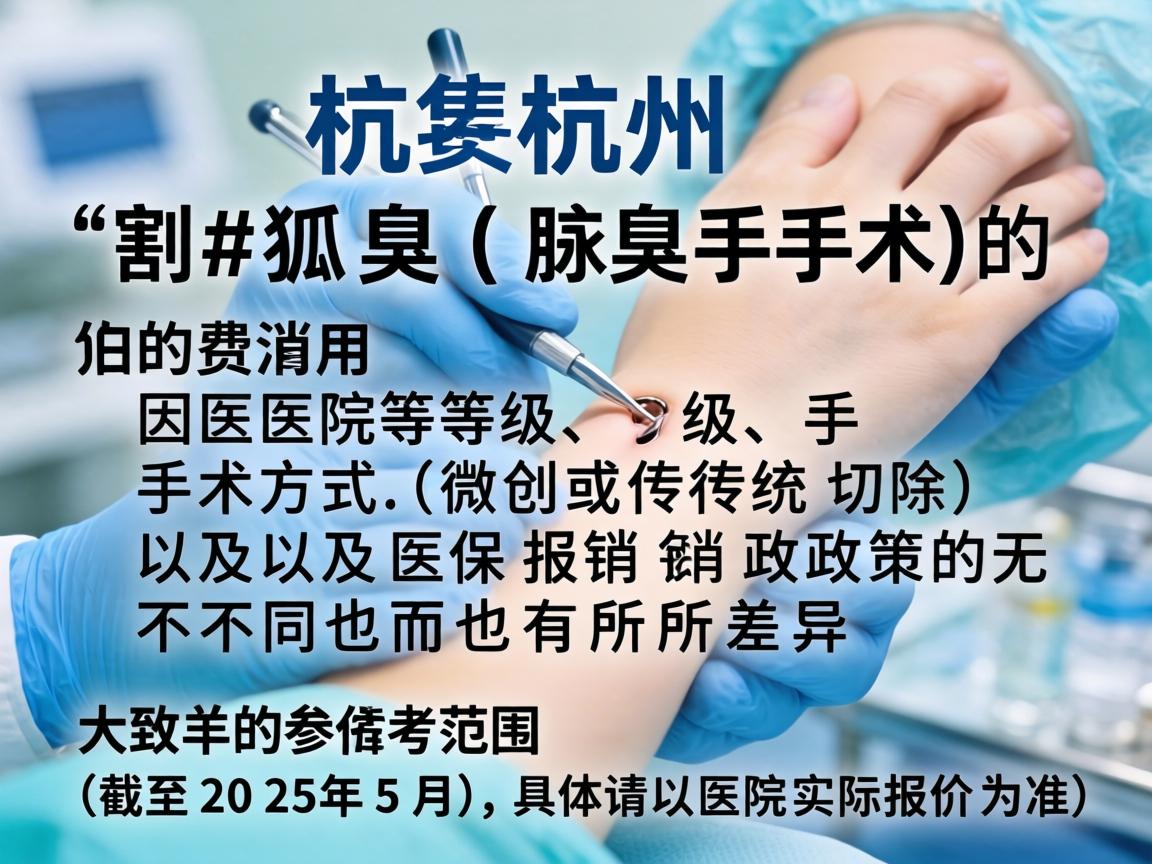 在杭州，割狐臭（腋臭手术）的费用因医院等级、手术方式（微创或传统切除）以及医保报销政策的不同而有所差异。以下是大致的参考范围（截至2025年5月，具体请以医院实际报价为准）