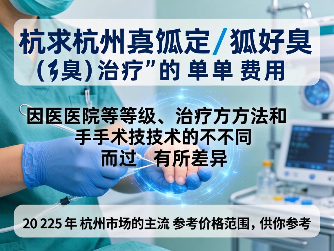 在杭州，狐臭（腋臭）治疗的单次费用因医院等级、治疗方法和手术技术的不同而有所差异。以下是2025年杭州市场的主流参考价格范围，供你参考