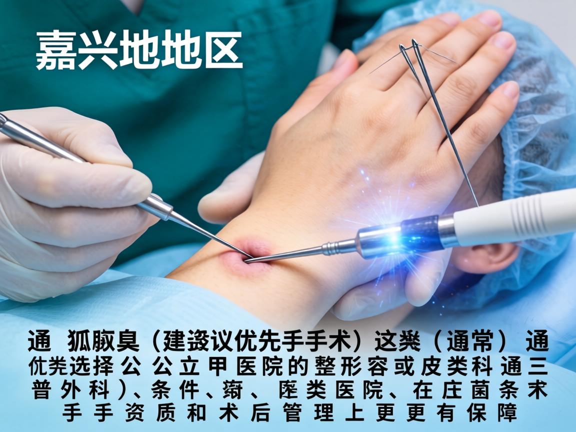 在嘉兴地区，针对狐臭（腋臭）手术，通常建议优先选择公立三甲医院的整形美容科、皮肤科或普外科。这类医院在无菌条件、医生资质和术后管理上更有保障