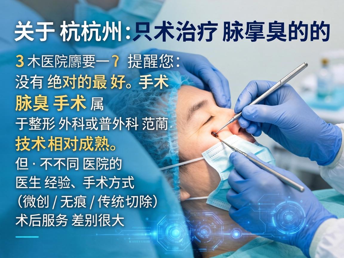 关于杭州治疗腋臭的手术医院，需要提醒您，没有绝对的最好，腋臭手术属于整形外科或普外科范畴，技术相对成熟。但不同医院的医生经验、手术方式（微创/无痕/传统切除）术后服务差别很大