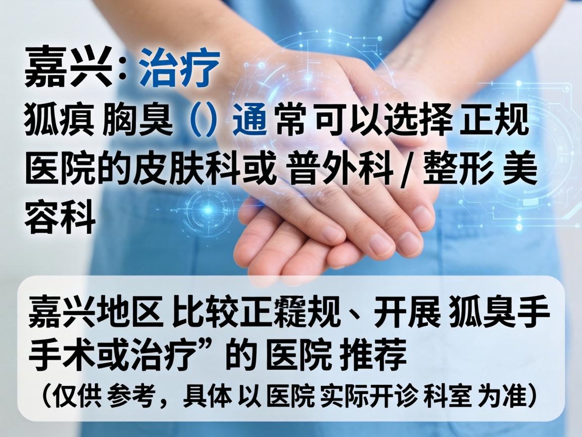 在嘉兴，治疗狐臭（腋臭）通常可以选择正规医院的皮肤科或普外科/整形美容科。以下是嘉兴地区比较正规、开展狐臭手术或治疗的医院推荐（仅供参考，具体以医院实际开诊科室为准）